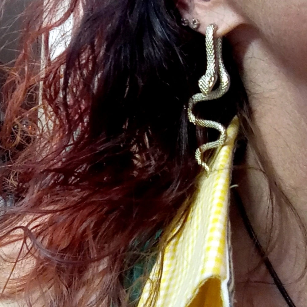 Silver snake earrings